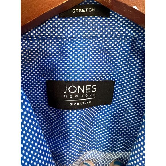 Jones New York Men's Blue Polka Dot Stretch Button-Up Shirt Size Medium - Picture 2 of 8